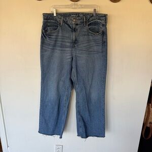 Old navy extra high rise sky hi wide leg jeans size 16 raw hem